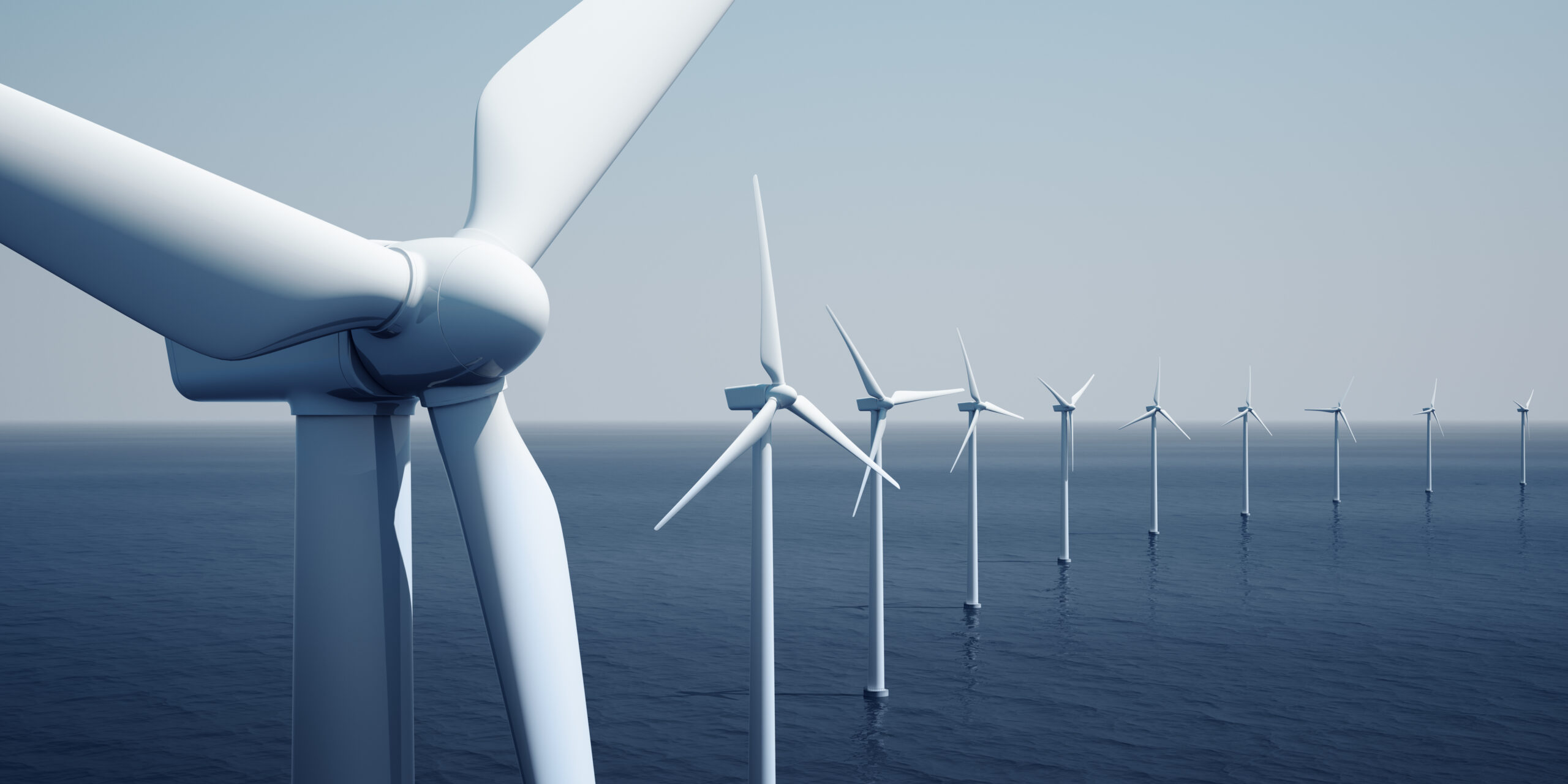 Image of wind turbines on the ocean