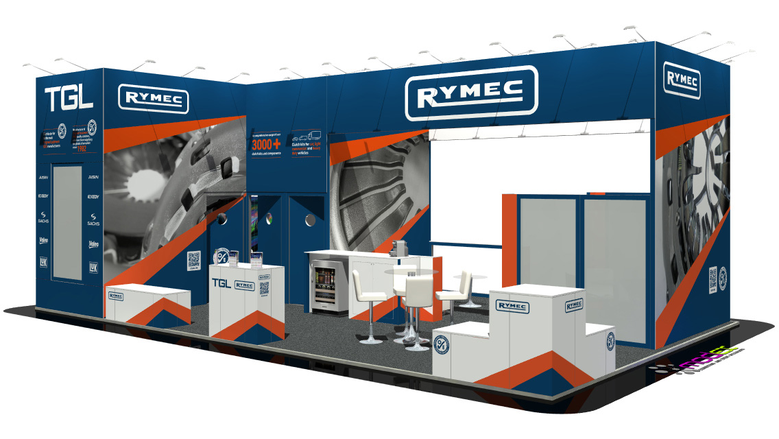 A rendered image of the TGL and RYMEC stand for Automechanika Frankfurt 2024.